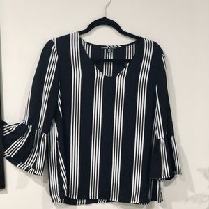 Striped Blouse with Fit & Flare Sleeves